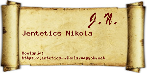 Jentetics Nikola névjegykártya