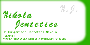 nikola jentetics business card
